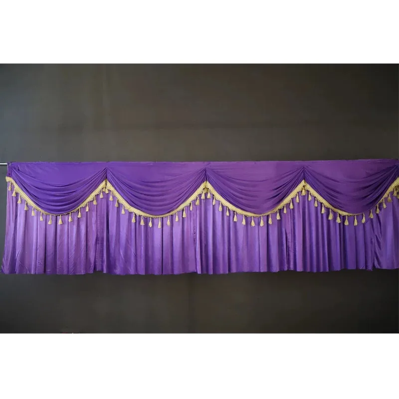 Silky Table Skirt White Pleated Double Drape Valance Design Soft Stylish for Stage Wrinkle Free Resistant Event Table Skirting