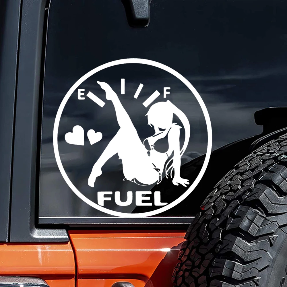 "Fuel Gauge Girl" Autoaufkleber-Set, wasserfeste Vinyl-Aufkleber, mehrfarbig und holografisch