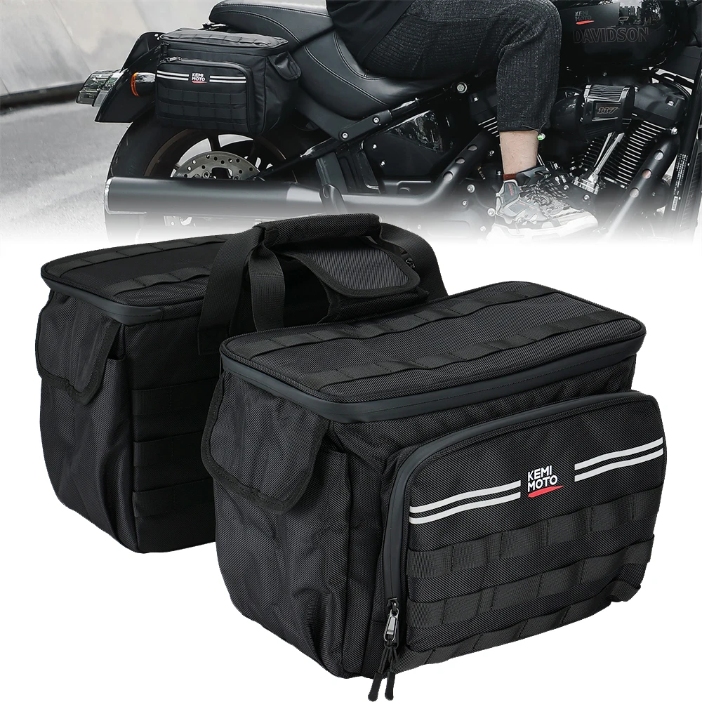 

Motorcycle Saddlebags with Brackets 15L/30L Throw Over Luggage Bag for Softail Sportster Cruiser Dual Sport Side Pannier Bags
