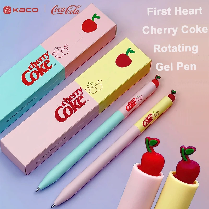 KACO Cherry Coke First Gel Pen Twist 0.5mm Dual-Color Cute Girly Signing Pens Aesthetic Stationery Gifts School Office Must-Have