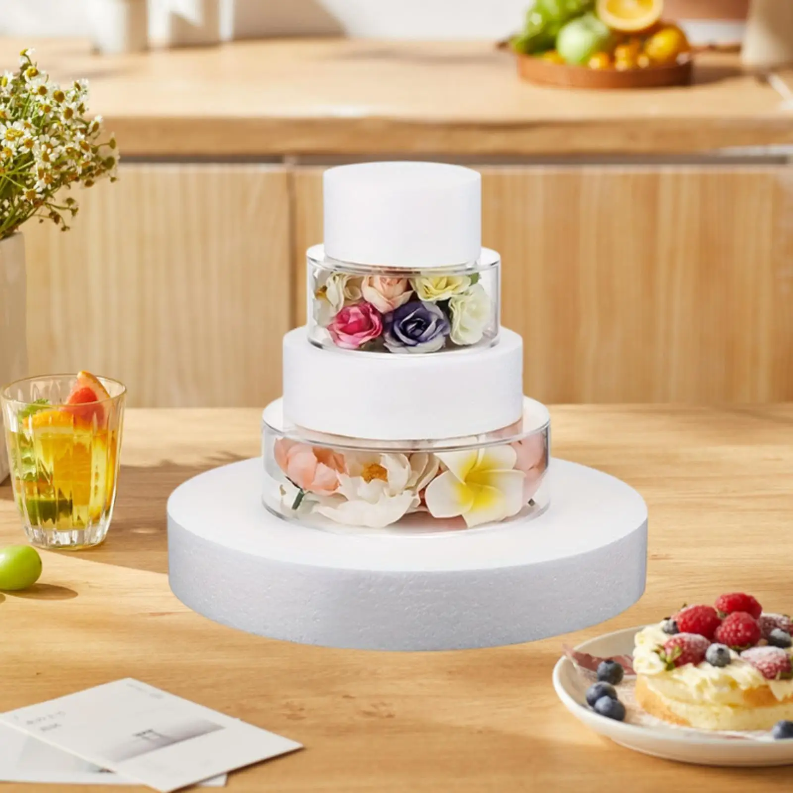 Clear Acrylic Cake Stand,Cake Centerpiece Box,Fillable Round DIY Riser,Cylinder Stand for Engagement,Wedding,Party Decoration