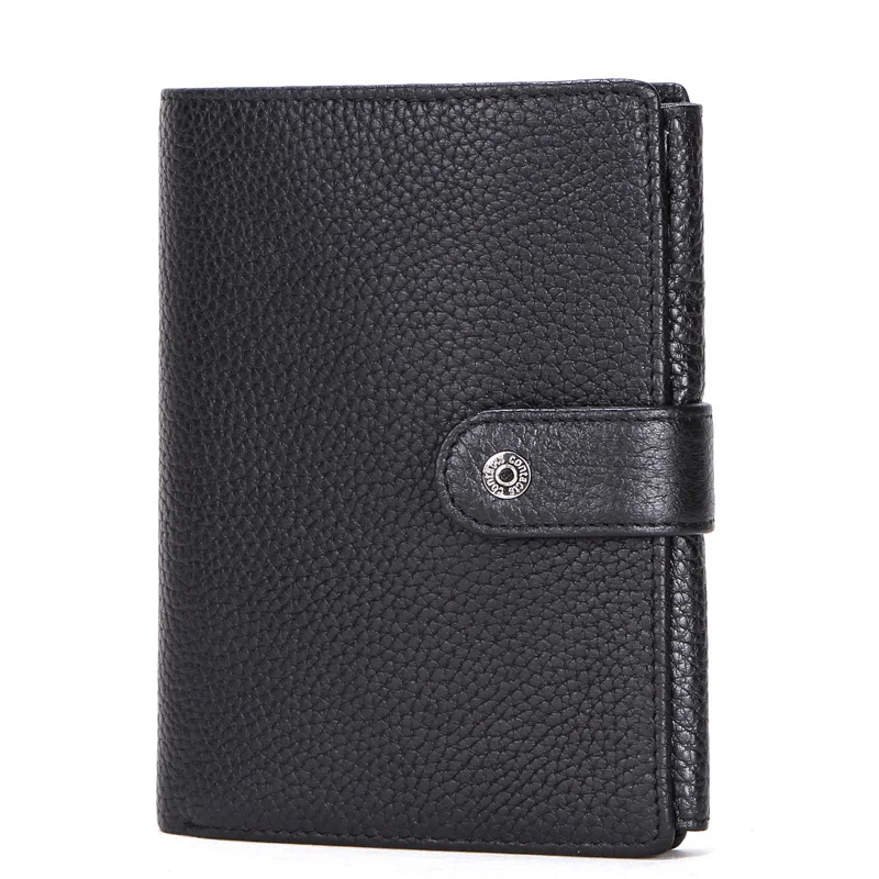 2022 New Fashion Cowhide Men\'s Passport Bag Multi-function Buckle Document Holder Leather genuine mens Wallet Free Shipping