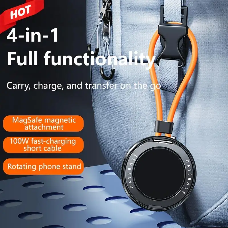 New Magnetic Ring Buckle 100W Fast Charging Cable Convenient Expansion Cable 360 Rotating Bracket, Mobile Data Cable 2026