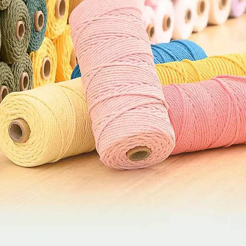 Multicolour 2mm 10Meters Macaroon Cotton Rope Macrame Colorful Thread for Handwork DIY Material Room Wall Hanging Decoration