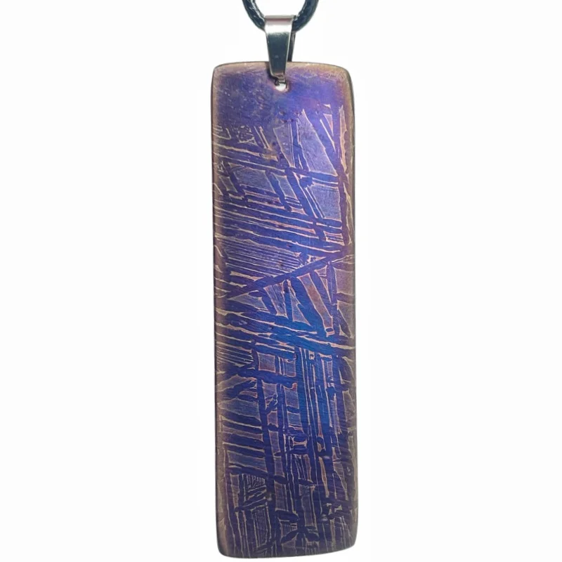 Authentic Muonionalusta Iron Meteorite Heat-Treated Necklace  Fine Meteorite Collection Piece LK455