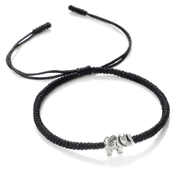 Elephant Charm Bracelet Black Red Thread String Rope Handmade Braided Adjustable Bracelets&Bangles For Women Men Lucky Jewelry