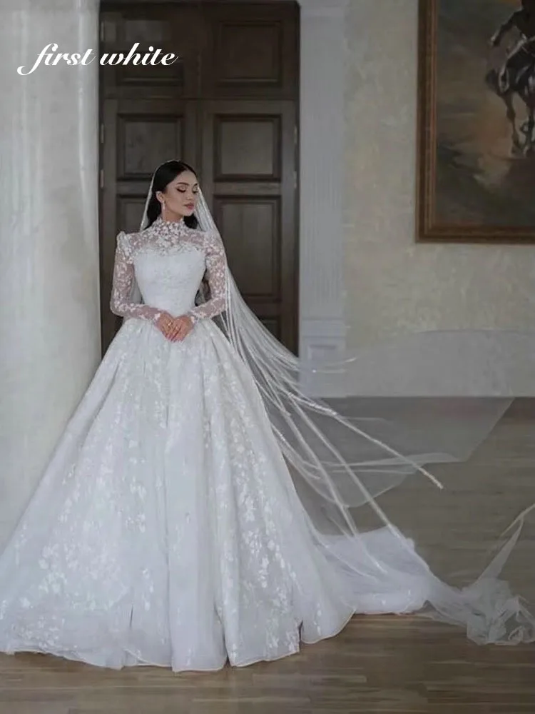 Luxury Long Sleeve Wedding Dresses High Neck Robes Customized Appliques Lace Country Bridal Gowns Vestidos de novia - AliExpress Luxury Long Sleeve Wedding Dresses High Neck Robes Customized Appliques Lace Country Bridal Gowns Vestidos de novia - AliExpress