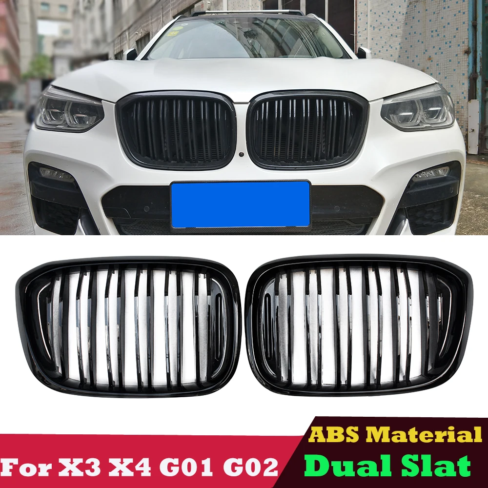 

Carbon Fiber 2018-2022 G01 G02 G08 ABS Front Grille Bumper Grill Hood for BMW X3 X4 Dual Slat Gloss Black Hood