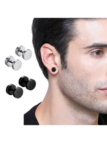 1Pair Stainless Steel Round Circle Stud Earrings For Men Women Not Fade Ear Rings Jewelry