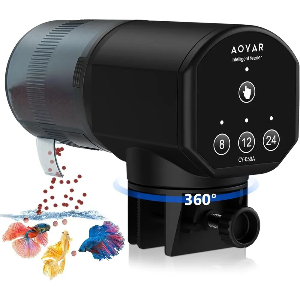 

Automatic Fish Eater Dispenser or Aquarium: 200ml Large Capacity Auto Feeders for Small Tank Turtle Koi - Battery Powered Feedin
