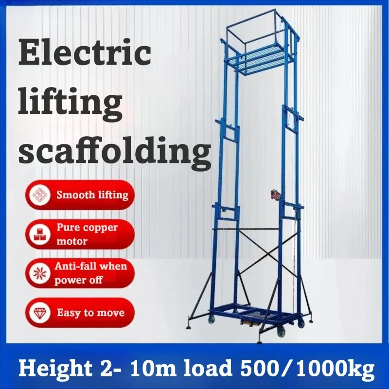 Plataforma de elevação elétrica portátil para andaime, elevador de construção multifuncional, 630kg, elevador de lança hidráulica