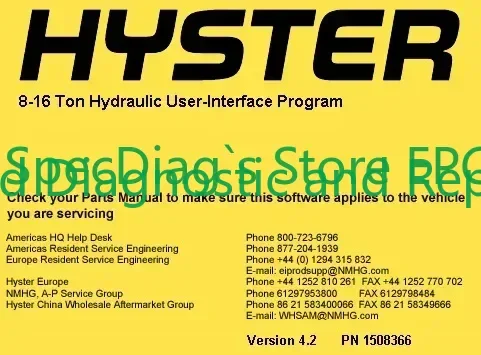 SpecDiag Hyster 8-16 Ton Hydraulic User-Interface Program v4.2