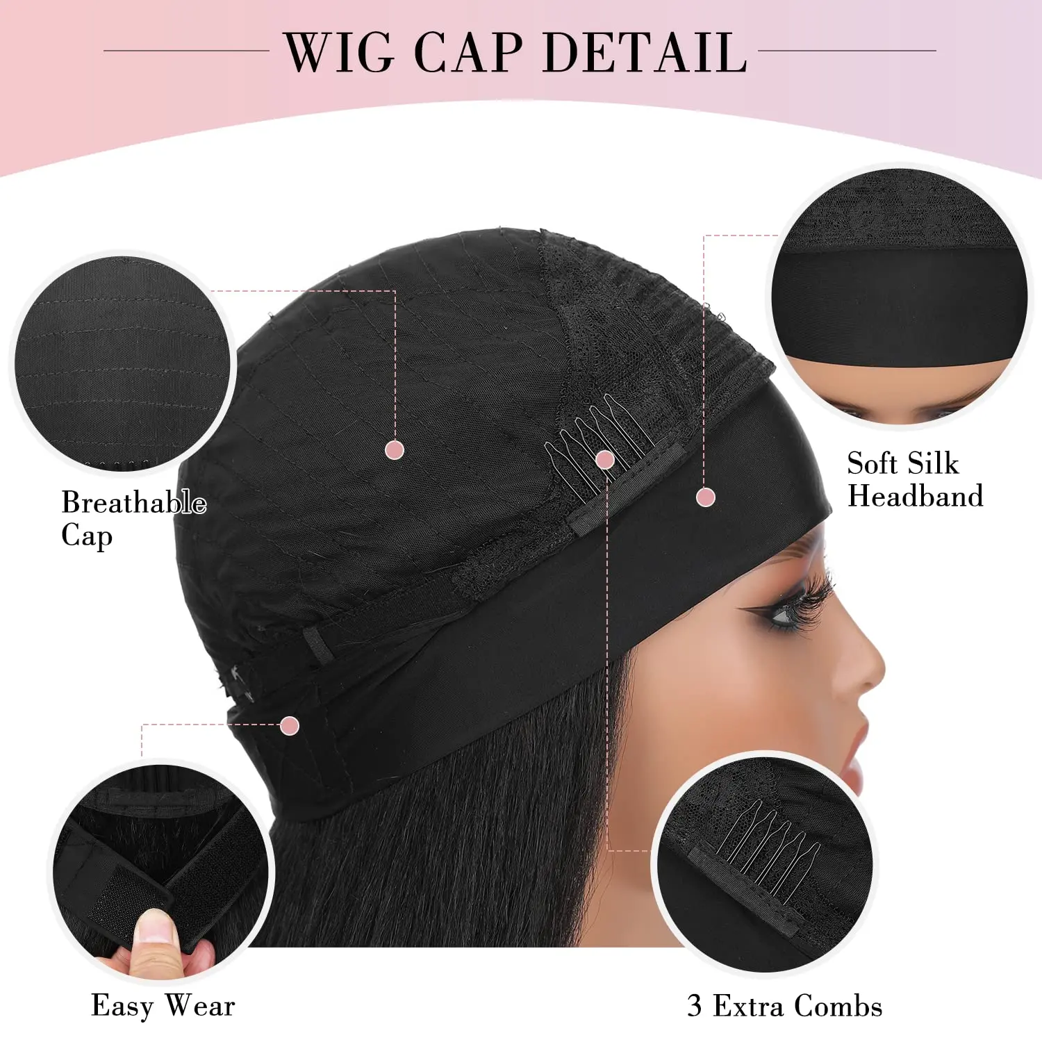 Long Kinky Straight Headband Synthetic Hair Wigs For African American Women  Afro Yaki Straight Headband Wigs for Black Women