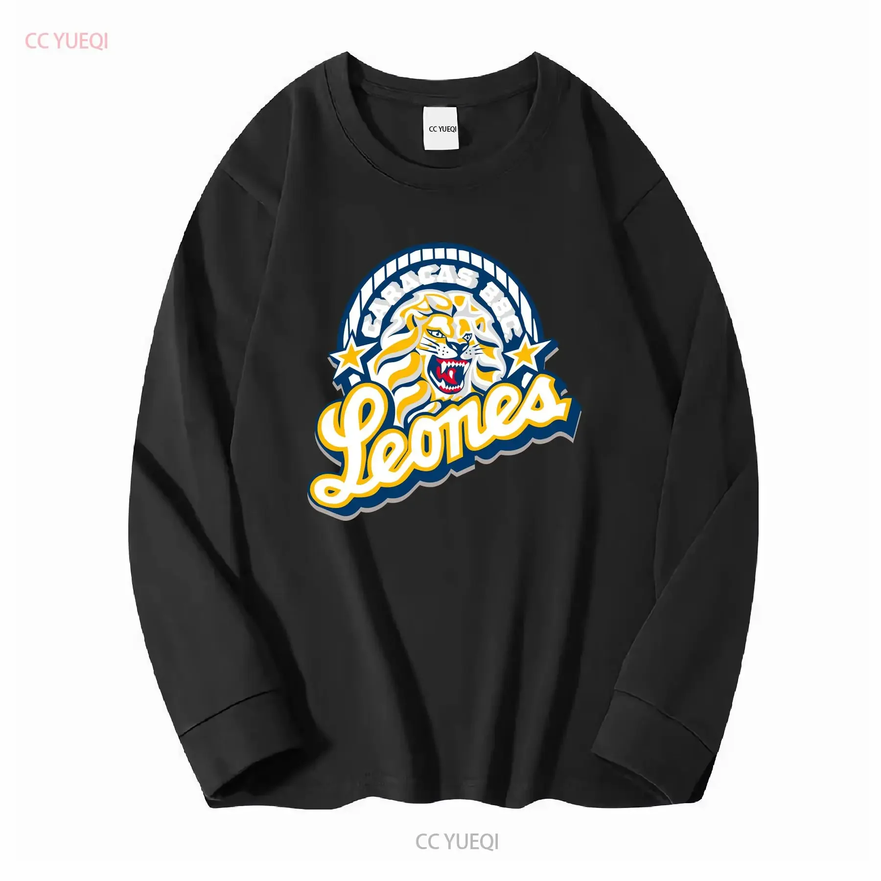 تي شيرت Leones del Caracas تي شيرت دي فنزويلا Caraquina شعار بأكمام طويلة أو قصيرة عتيق مغسول للارتداء اليومي للجنسين