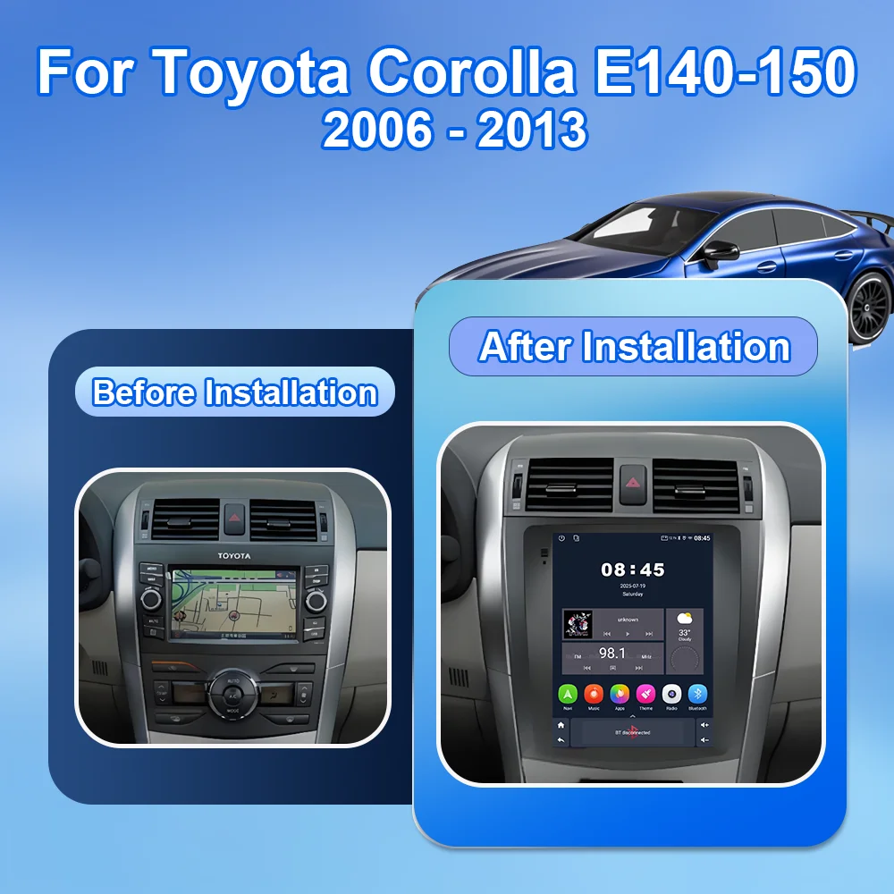 9.7 "Android 16 Per Toyota Corolla E140-150 2006 - 2013 4G GPS Auto Radio di Navigazione Multimediale Senza Fili Carplay Schermo Stereo DVD
