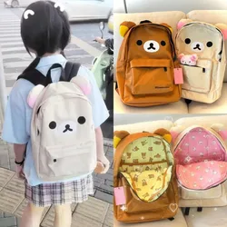 Large Capacity Cute Bear Rilakkumas Backpack Anime Cartoon Backpack Stylish Student School Bag Nylon Shoulder Bags Schoolbag