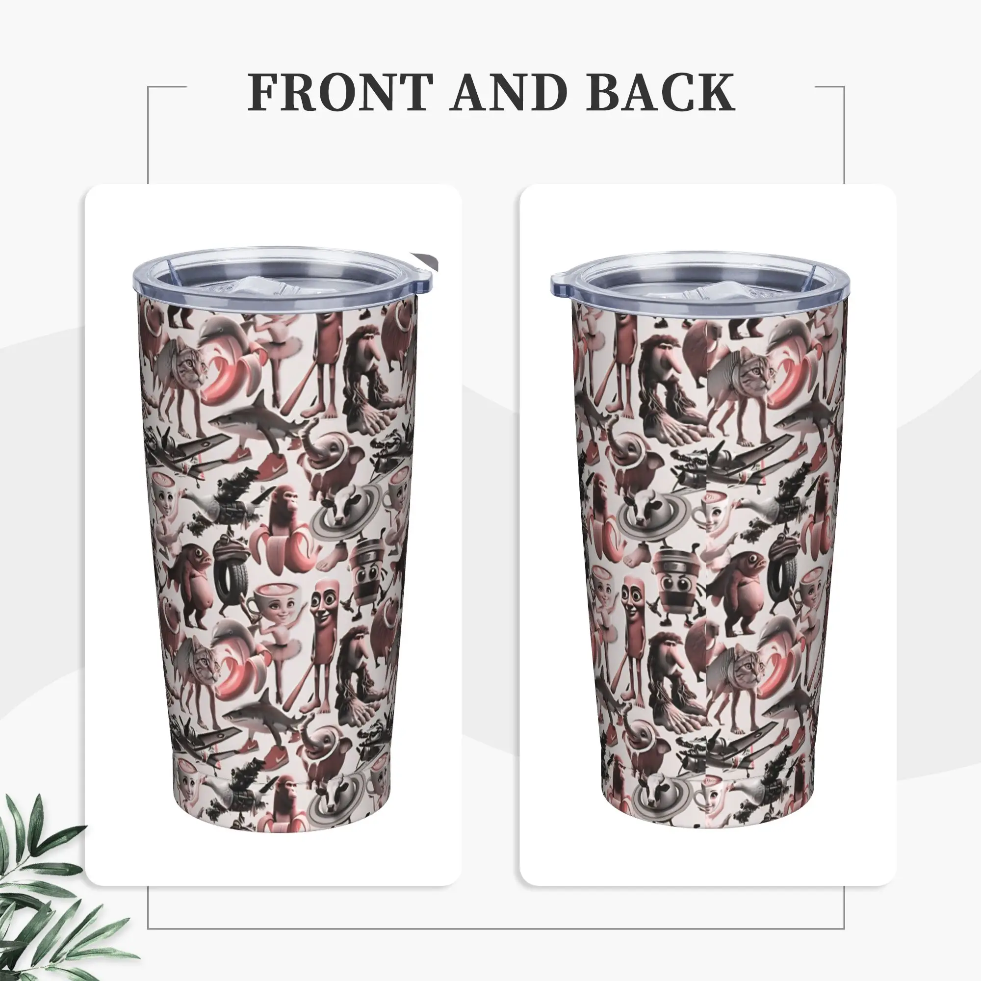Monochromatic Italian Brainrot Insulated Tumbler with Lid  Vacuum Coffee Mugs Double Wall  Bottle Cups, 20oz