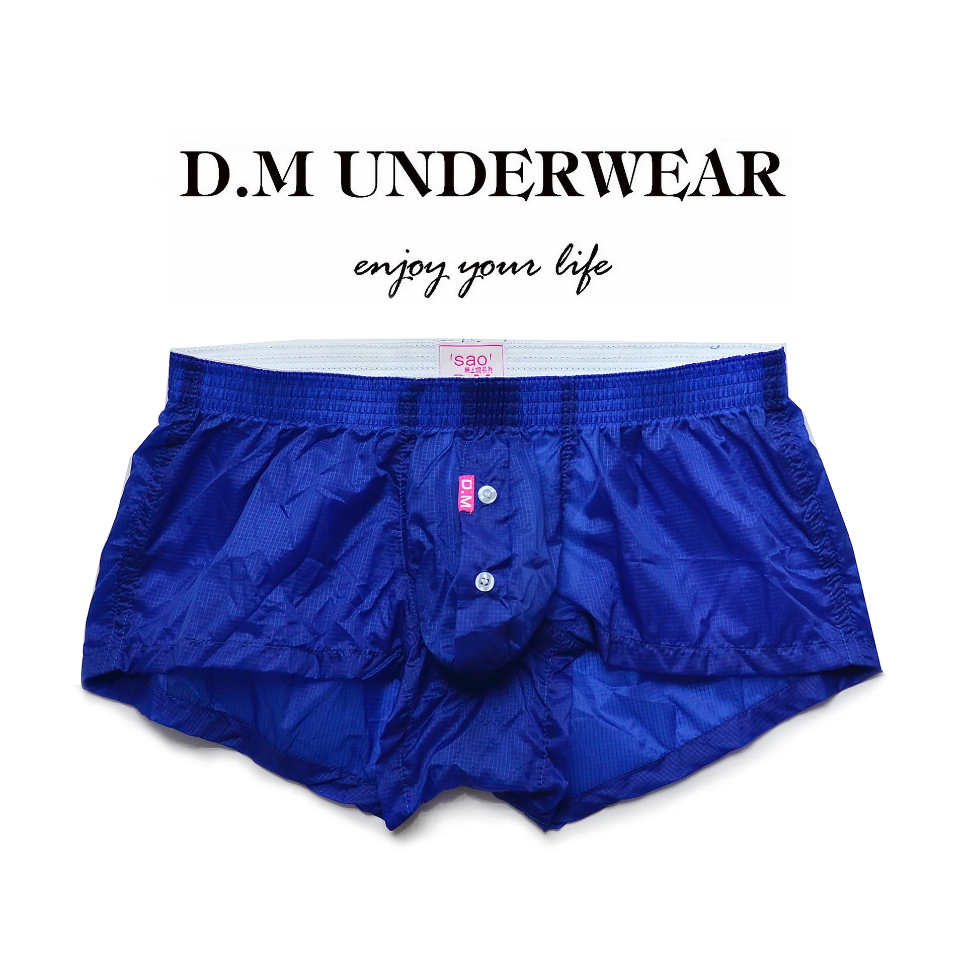 Solid Color Unique Button Boyshort Low Waist Fashion Black and White Home Pants Summer Corners U Convex Pouch Thin Boxers A6013