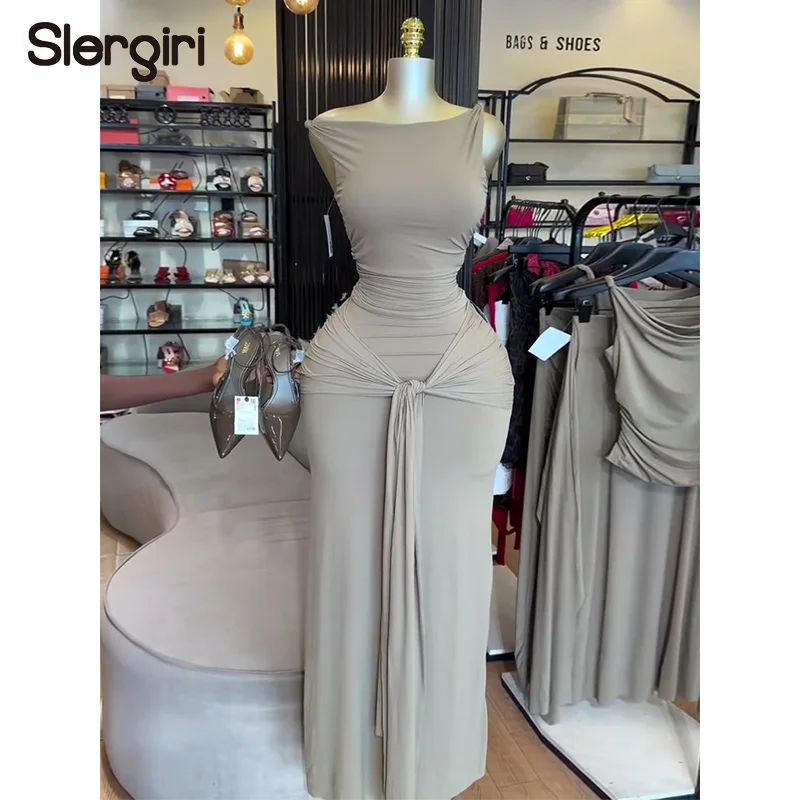 

Slergiri 2 Piece Set for Women Fashion New 2026 Summer Solid Color Sleeveless Top + Tie Front Slim Bodycon Skirt Party Outfit