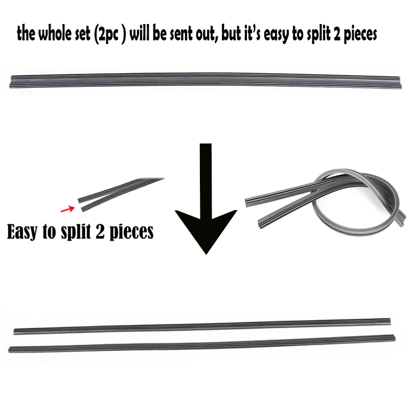 2Pcs/lot Universal AAA-Grade Auto Vehicle Insert Soft Rubber Strip Refill For Frameless Wiper Blades 6mm 26\