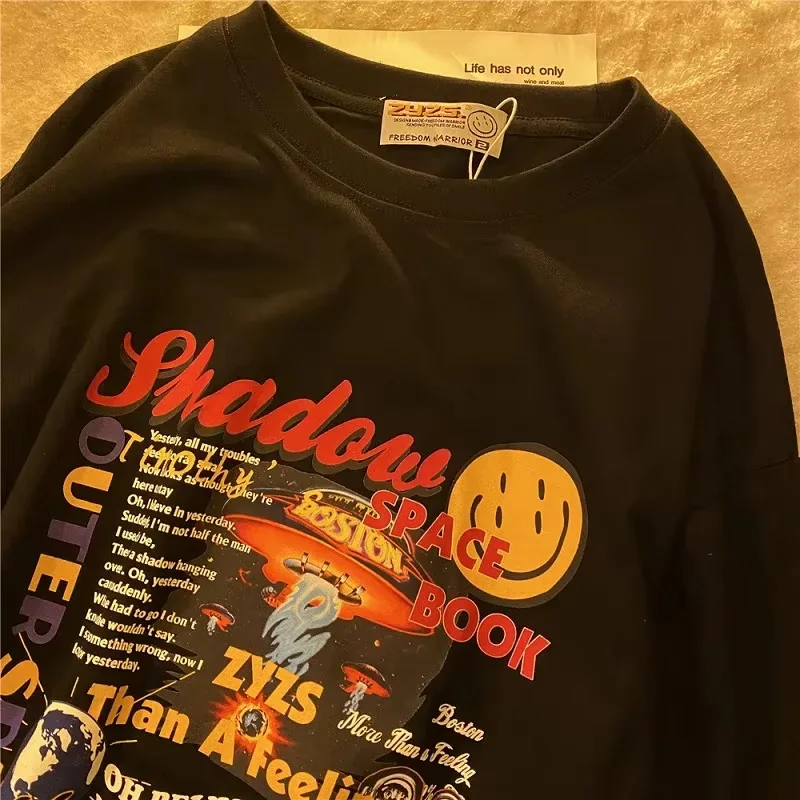 T-shirt da ballo di strada da donna estiva con t-shirt Harajuku a maniche corte con stampa irregolare, top streetwear hip-hop per ragazze