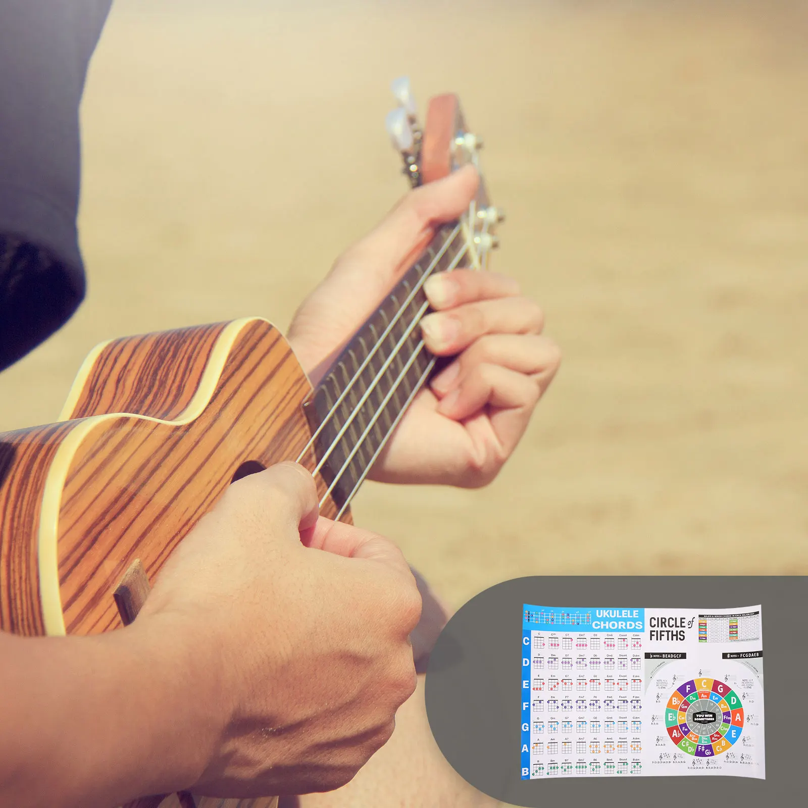 

Chord Chart Poster Note Ukulele for Large Learning Reference Guide Image Paper with