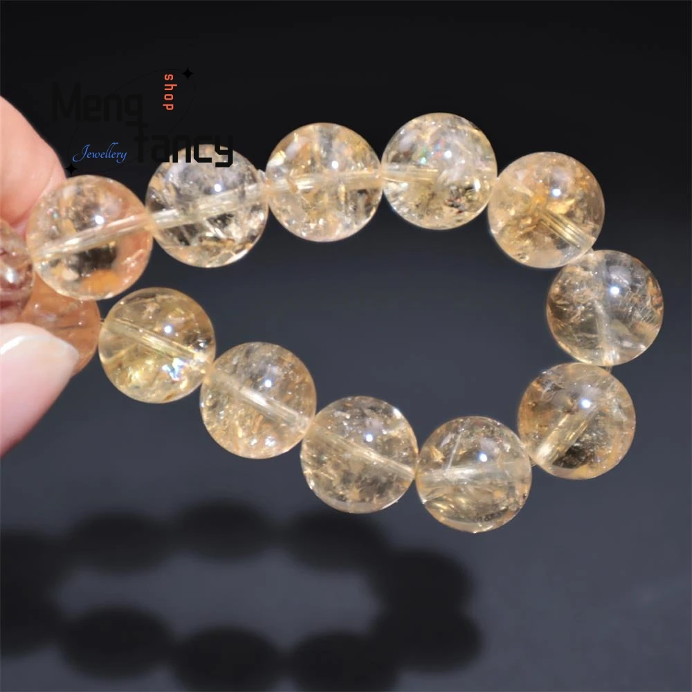 Pulsera triturada de copos de cristal amarillos naturales, arcoíris Simple, elegante, joyería de moda de alto grado, regalos de vacaciones para niñas jóvenes Sexy