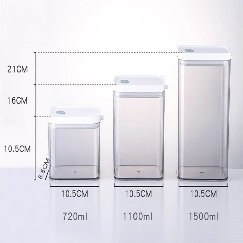 WBBOOMING Plastic Sealed Tank 3 Different Capacity Kitchen Storage Box White Cover Refrigerator Multigrain Tank Containers