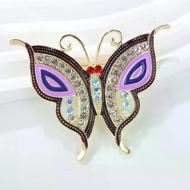 Fashion Multi-color Rhinestone Butterfly Brooches For Women Clothing Coat Jewelry Accessories Gift