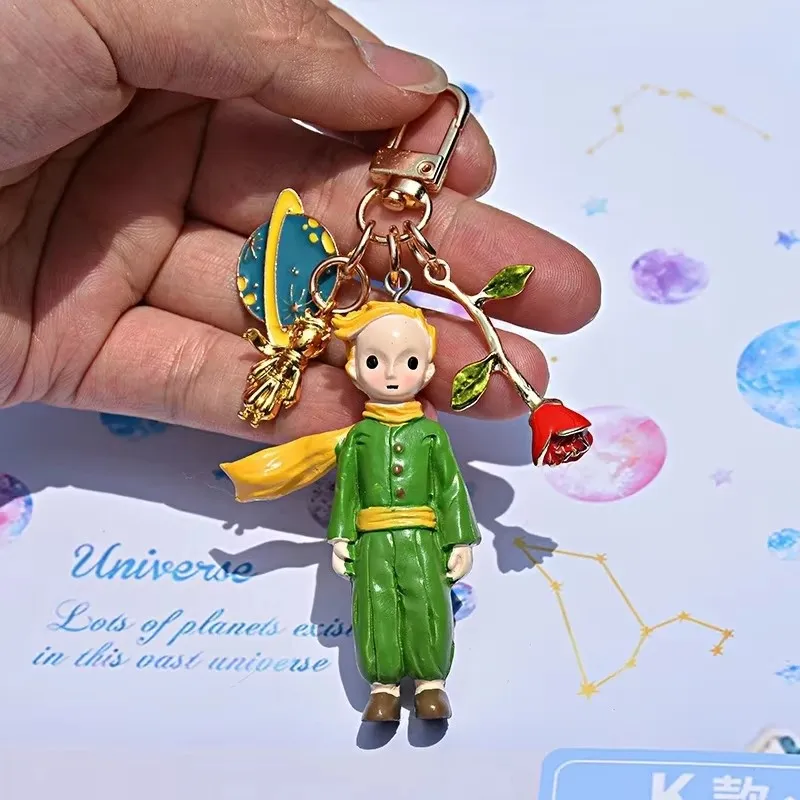 Cartoon Fairy Tale Movies The Little Prince Wood Carving Fox Figure Keychain Backpack Pendant Keyrings Valentine's Day gift