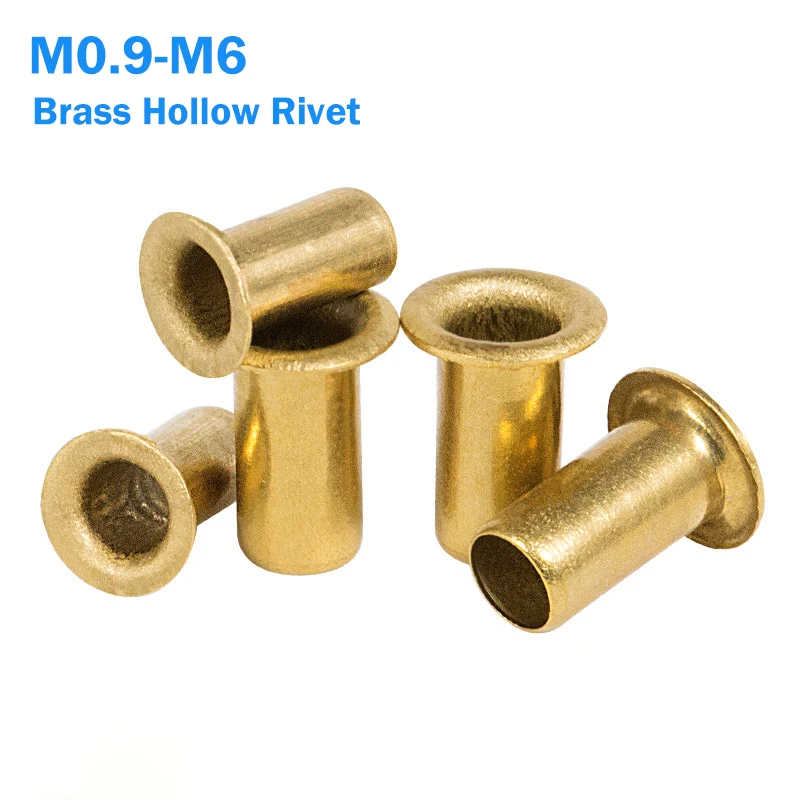 Brass Hollow Rivet M0.9 M1.3 M1.5 M1.7 M2 M2.3 M2.5-M6 Circuit Board PCB Vias Nails Tubular Rivet Nut Through-Hole Rivet Washer
