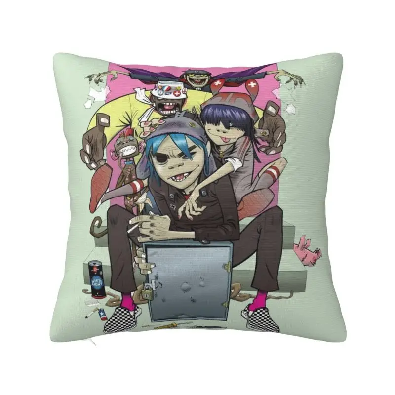 Custom Band Gorillazs Rock Cushion Covers Sofa Decoration Square Pillow Cover