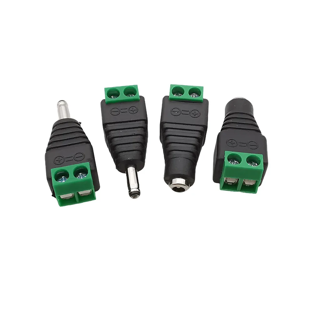 Male Female DC 12V Power Connectors 3.5mm x 1.35mm DC Plugs Jack Socket to Screw Terminal Adapter for CCTV Led Strip Light DIY