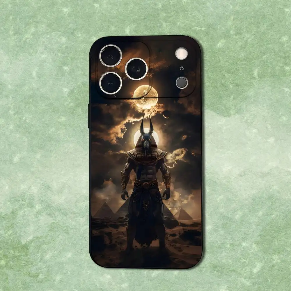 Anubis God Art Egyptian Phone Case For iPhone 14,13,17,12,11,16,15,Plus,Pro Max,XS,X,XR,SE,Mini,Soft Silicone Black Cover