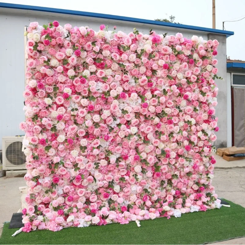 

Internet celebrity clock in simulated pink rose wall, wedding background wall, window decoration wall