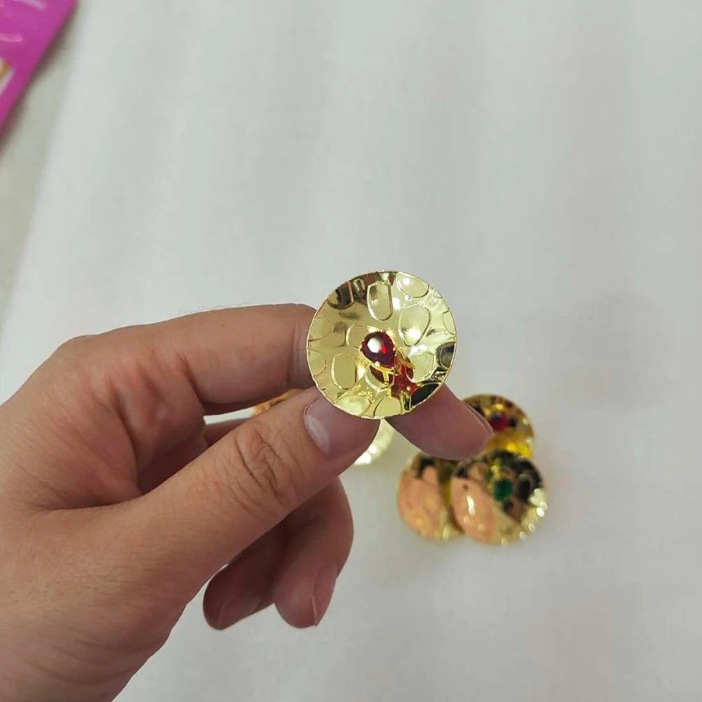 Round Sequin Design Jewelry Set Women 18K Gold Color African Big Jewelry Accessories Earring Necklace Bracelet Ring Chrismas Gif