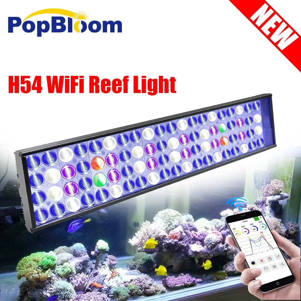 

60CM PopBloom-WiFi Led Aquarium Light, Full Spectrum Aquarium Lamp with Timer for 55-70cm 24" Coral Reef SPS/LPS Fish Tank