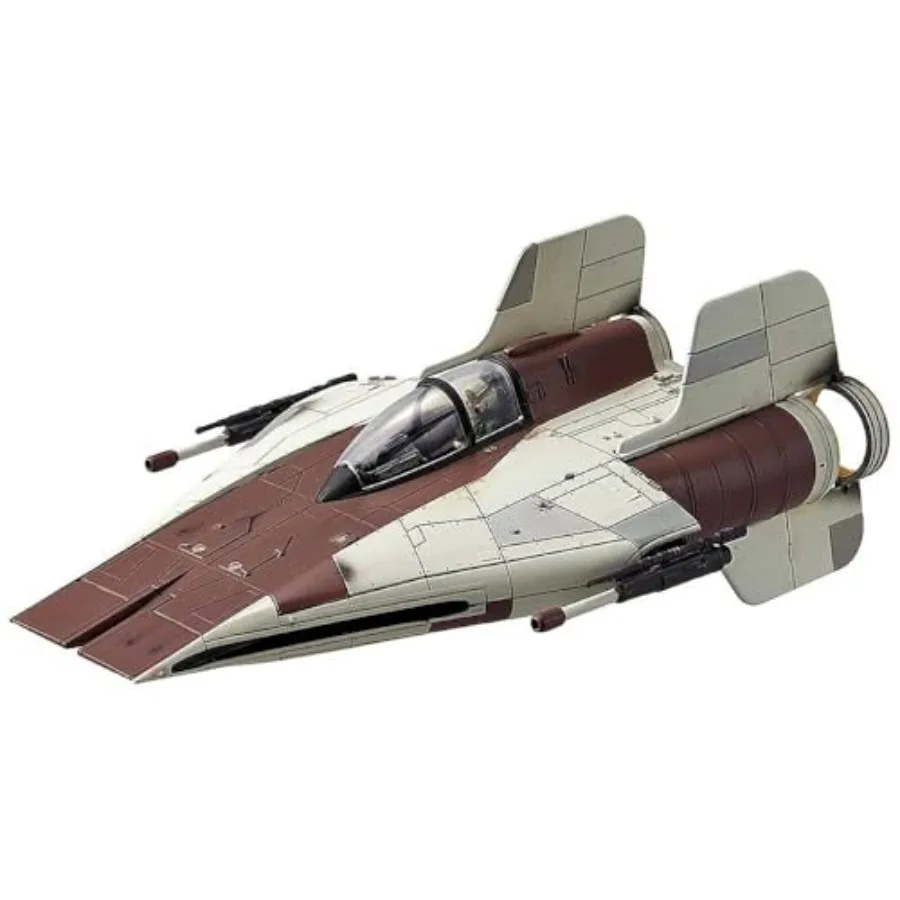 A-Wing Starfighter model kit for display use, ABS plastic, grey and blue, click-together assembly without glue