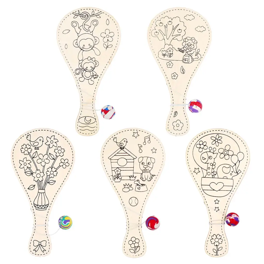 Wooden Paddle Ball Toy indoor e outdoor and Classic Paddleball Game for Boys and Girls, Party Favor Toys Ages 4+