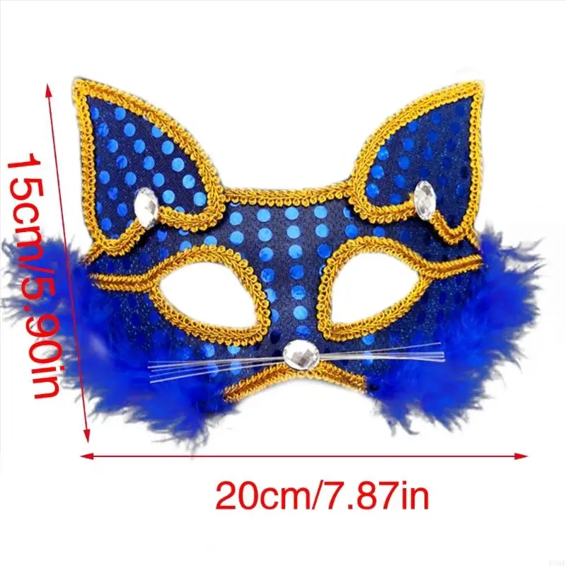 H58E CATS Mask Maskerade Mask Sequins Foxes Mask Mask Halloween Mask Mask Animal Mask for Marnivals