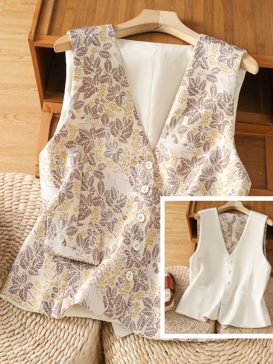 New Chinese Style Two-Sided Wear Sleeveless Vest Women's Autumn Fashion Unique Stylish Layering Versatile Open Cardigan Vest ...