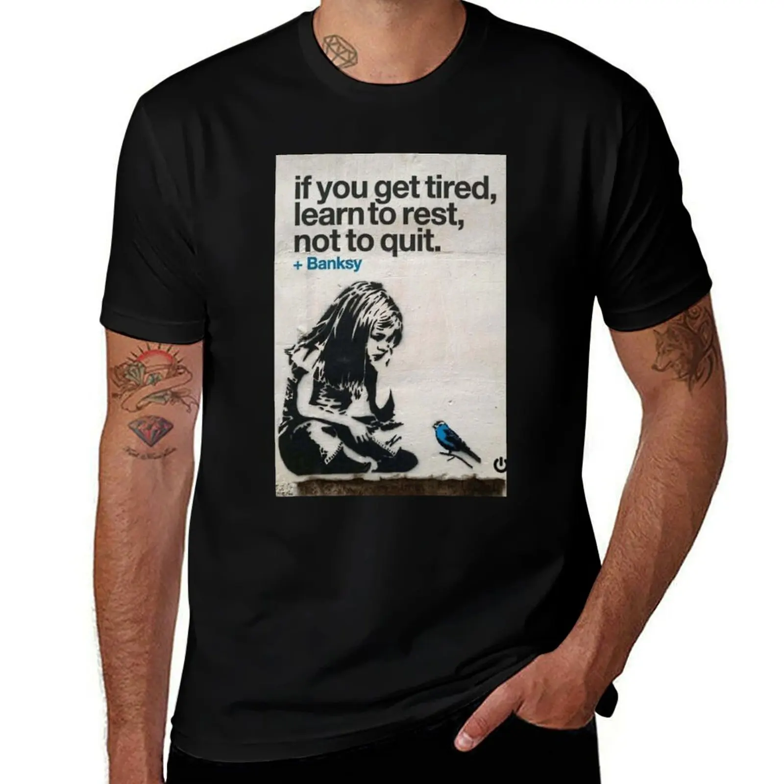 Banksy - If you get tired T-Shirt Plus Size Workout Short Sleeve Top T-Shirt
