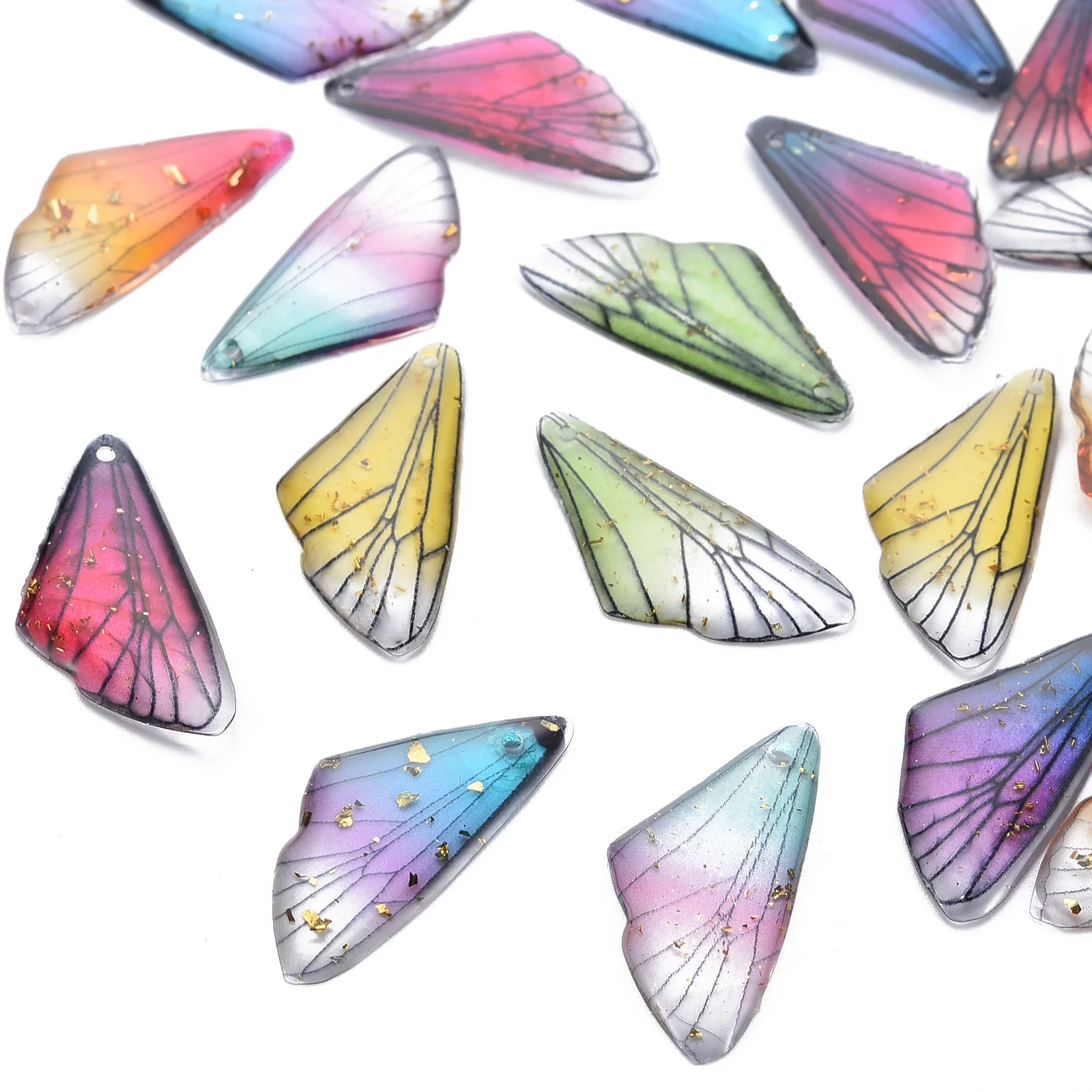 10pcs Butterfly Wing Resin Charms Insects Wing Pendants Gradient Color for Women Earring Necklace Jewelry Making Supplies Gifts