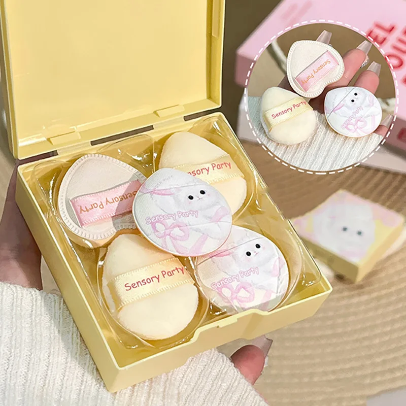 5pcs Thumb Puff Box Sponge Soft And Easy Apply Makeup Puff Five Pack Dry Wet Dual-use Puff Cute Pink Mini Finger Puff Set