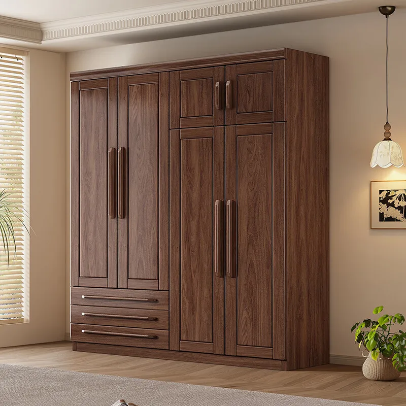 خزانة ملابس منزلية حديثة من خشب الجوز الأسود الصيني الجديد قابلة للتخصيص من الباب إلى الباب بسعة كبيرة