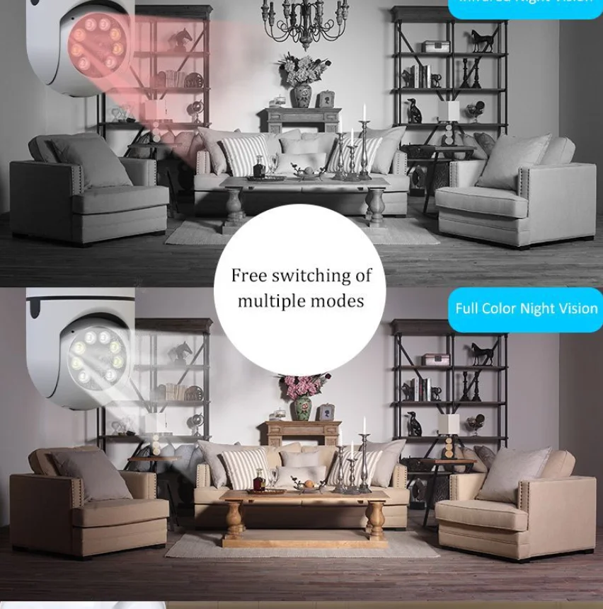 2MP 1080P Tuya/Yilot APP  E27 Full Color Wireless PTZ IP Dome Camera AI Humanoid  Home Security CCTV Baby Monitor