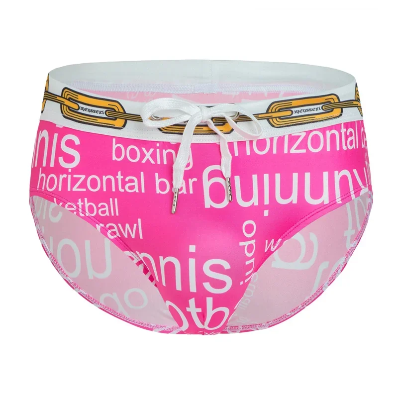 Men Swimsuit Briefs Digital Printing Sexy Swimming Trunks Three-dimensional Cup Embarrassing Beach Swimming Trunks