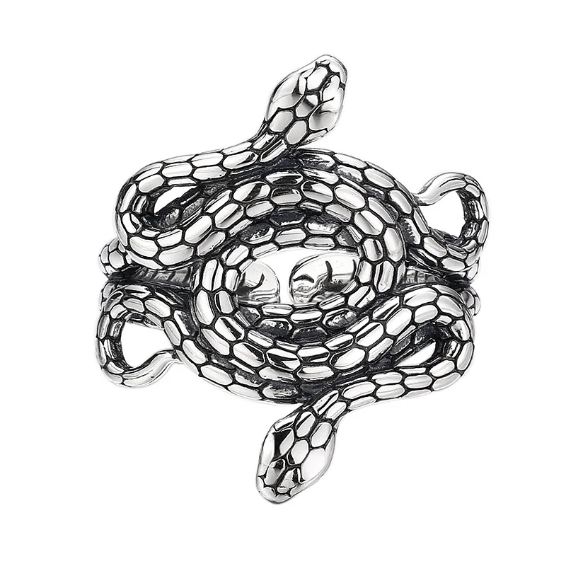 

BOCAI S925 Sterling Silver Charm Rings for Men Women Retro Double Snake Entanglement Punk Fashion Jewelry ﻿Wholesale