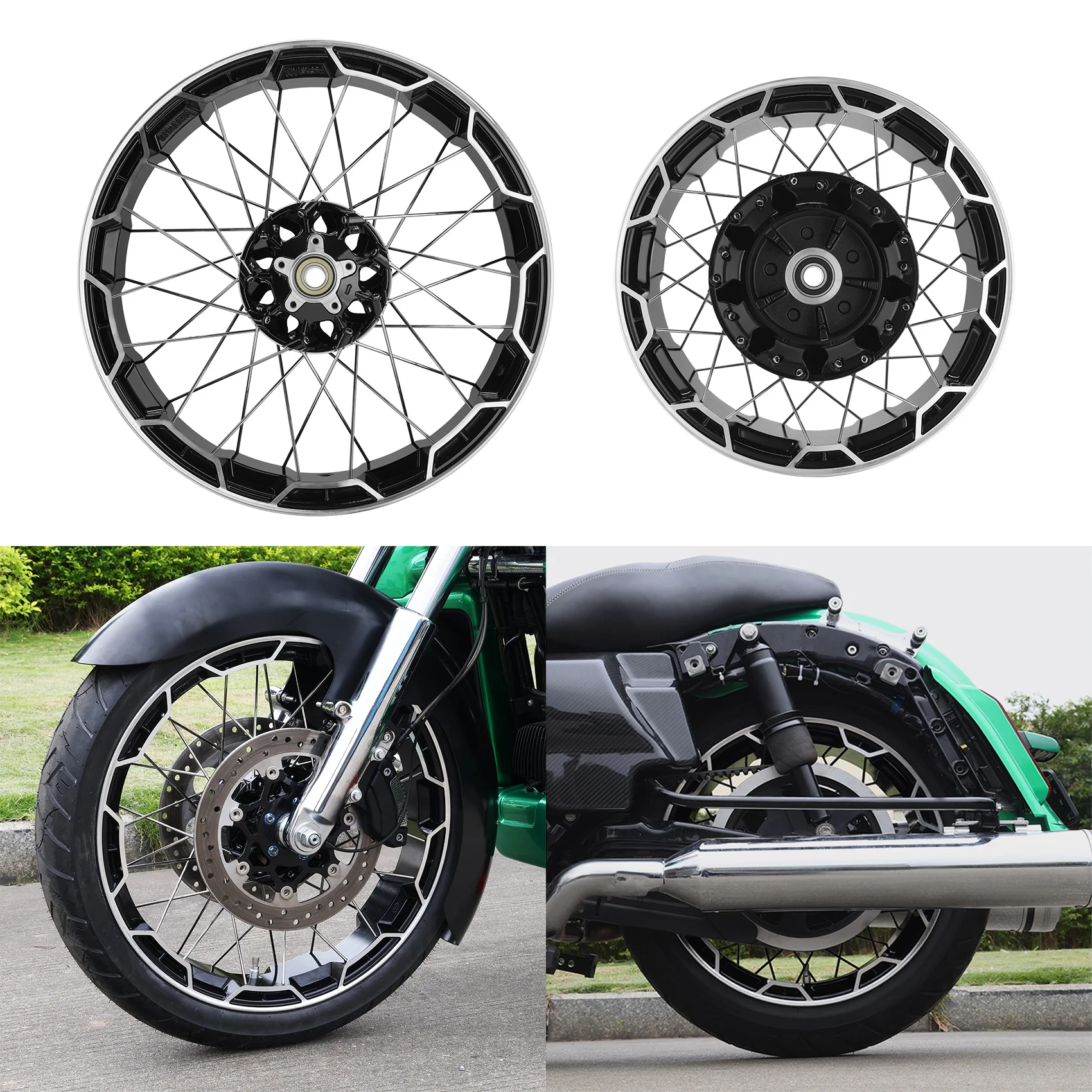 

21'' Front & 18'' Rear Spoke Wheel Rim Fit For Harley CVO Road Glide ST ABS 2023-2025