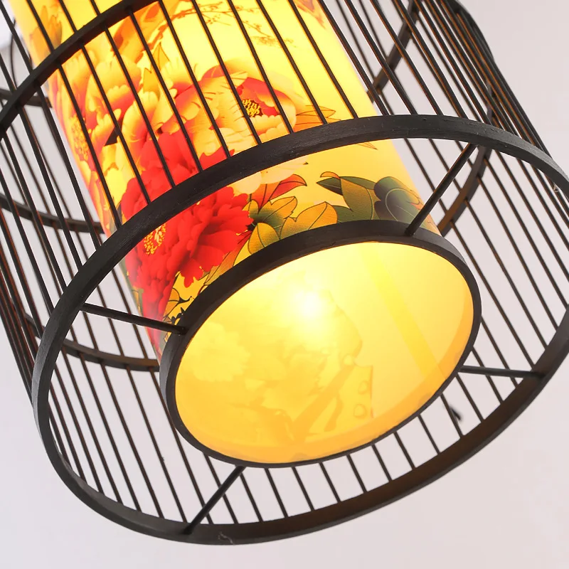 

Modern, Chinese, antique, bamboo art, birdcage lamp, willow weaving